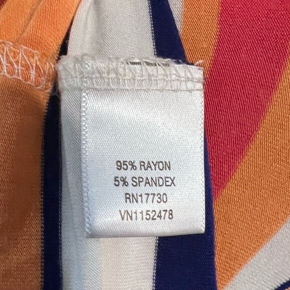 Orange and navy striped faux wrap top dress size small - Picture 5 of 5